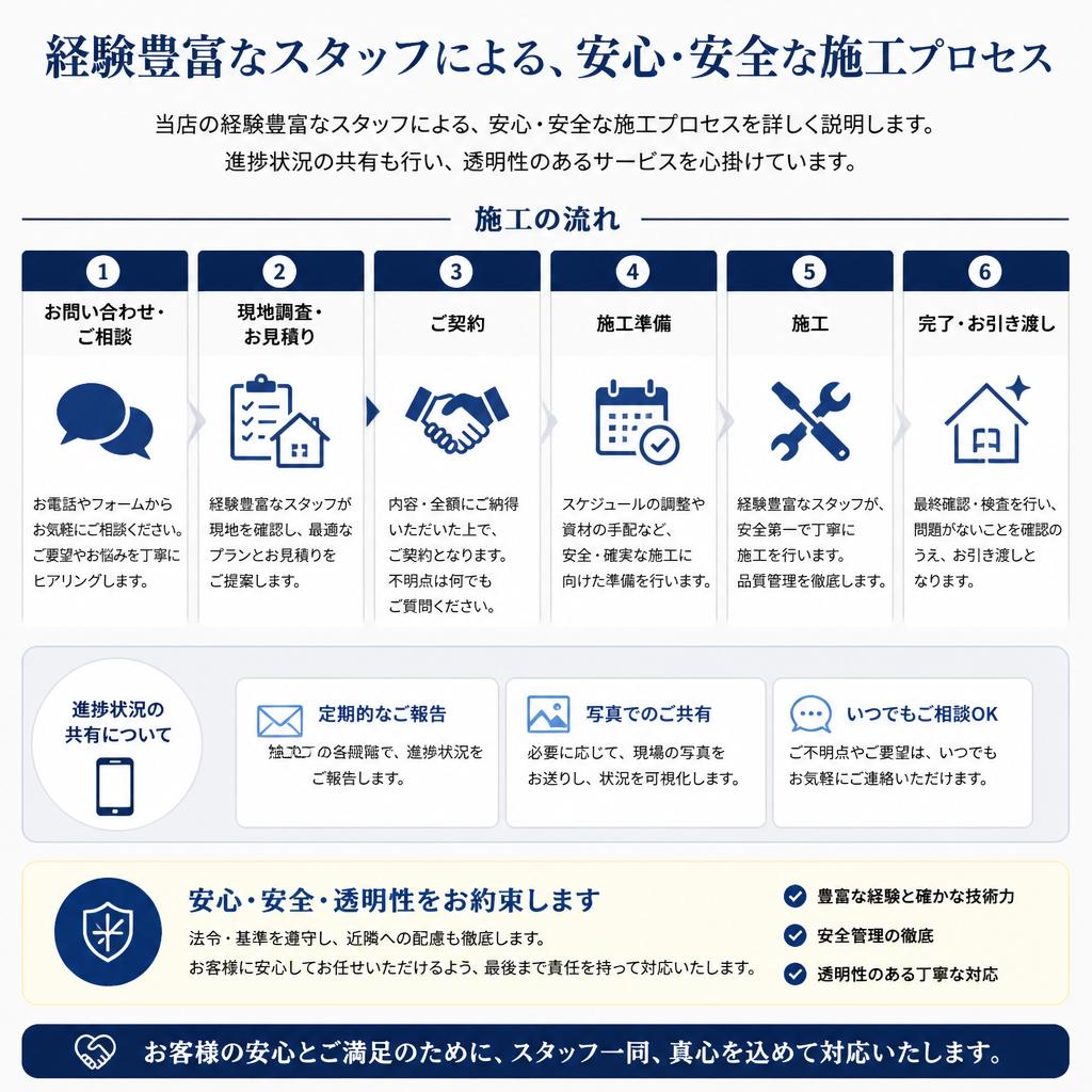 施工の流れと高い技術力