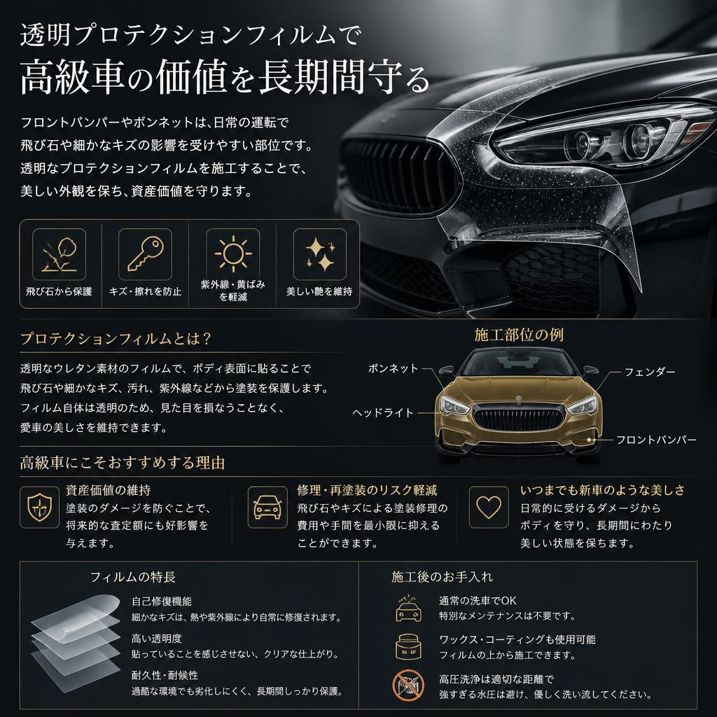 飛び石防止・プロテクションフィルムの効果