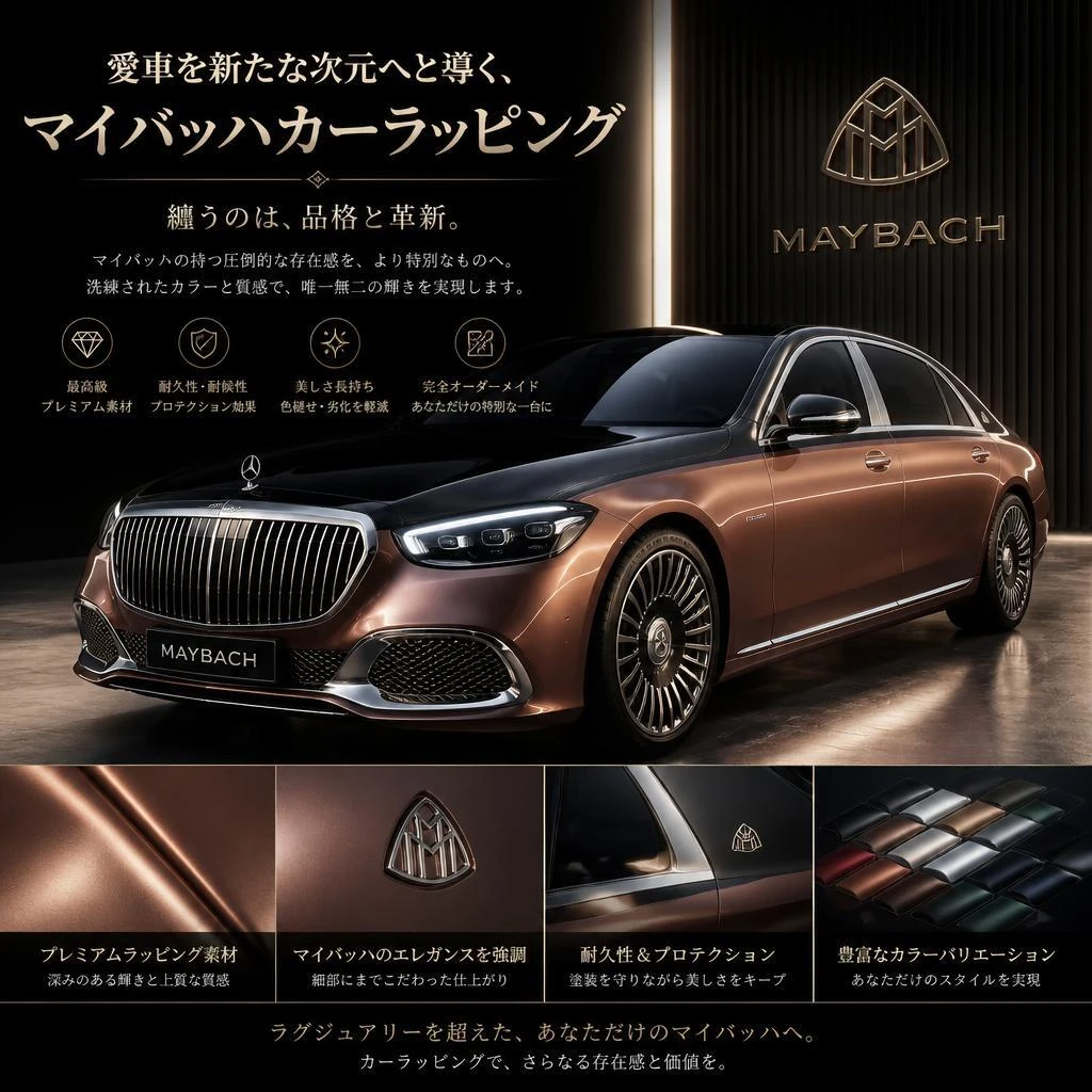 愛車を新たな次元へと導く、マイバッハカーラッピング。福岡でカーラッピングは株式会社Xceed Design Garage