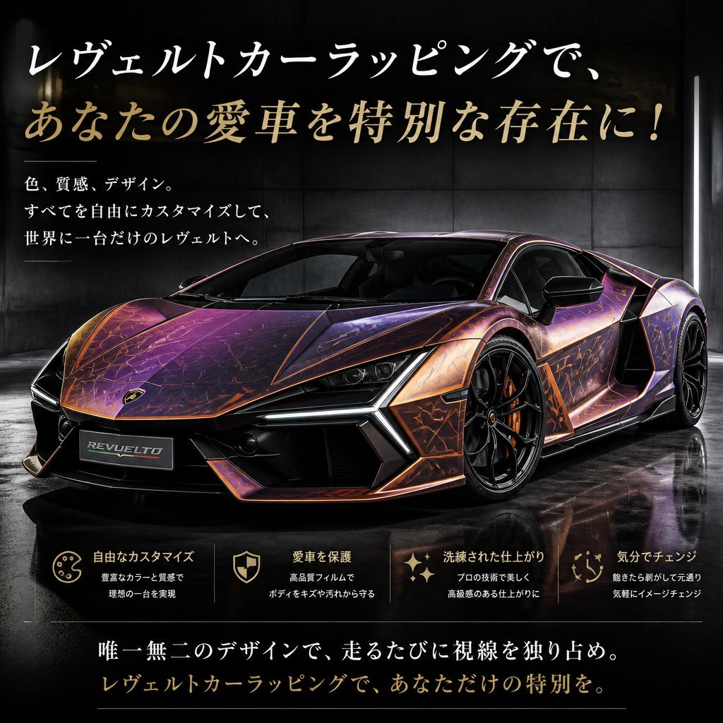 レヴェルトカーラッピングで、あなたの愛車を特別な存在に！福岡でカーラッピングは株式会社Xceed Design Garage