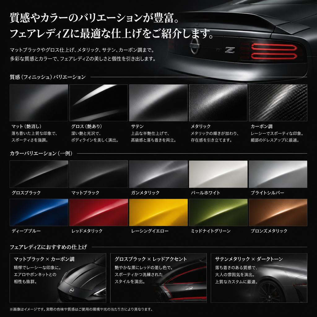 選べるマットブラックやグロス仕上げ