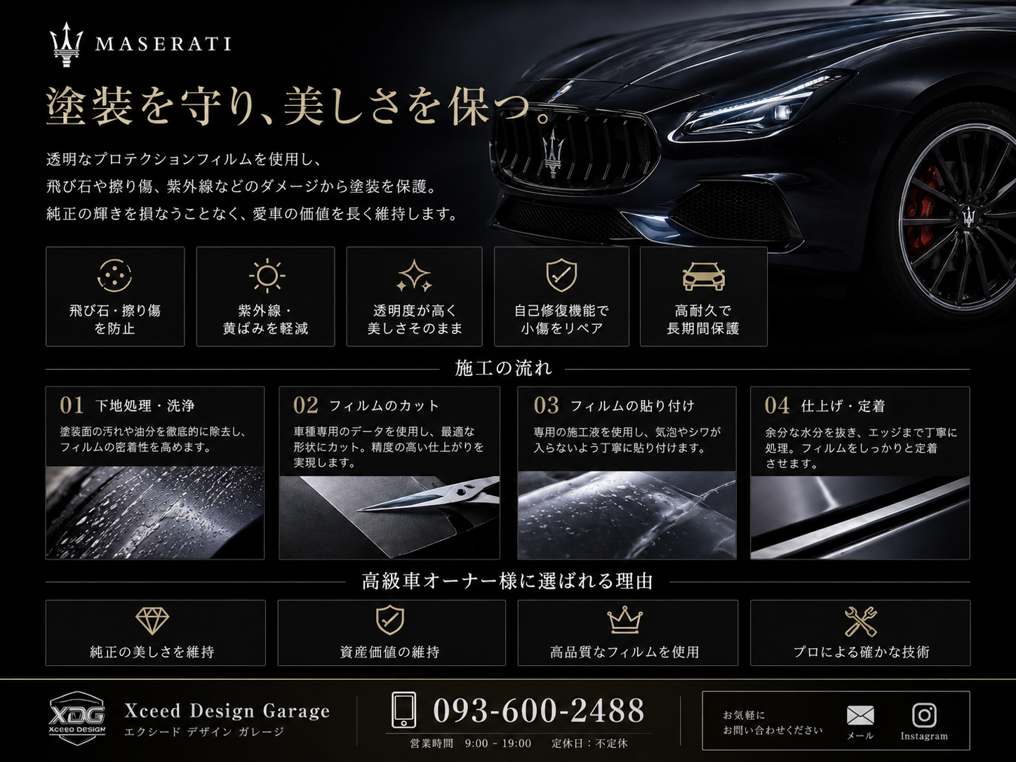マセラティの価値を保つプロテクションフィルム