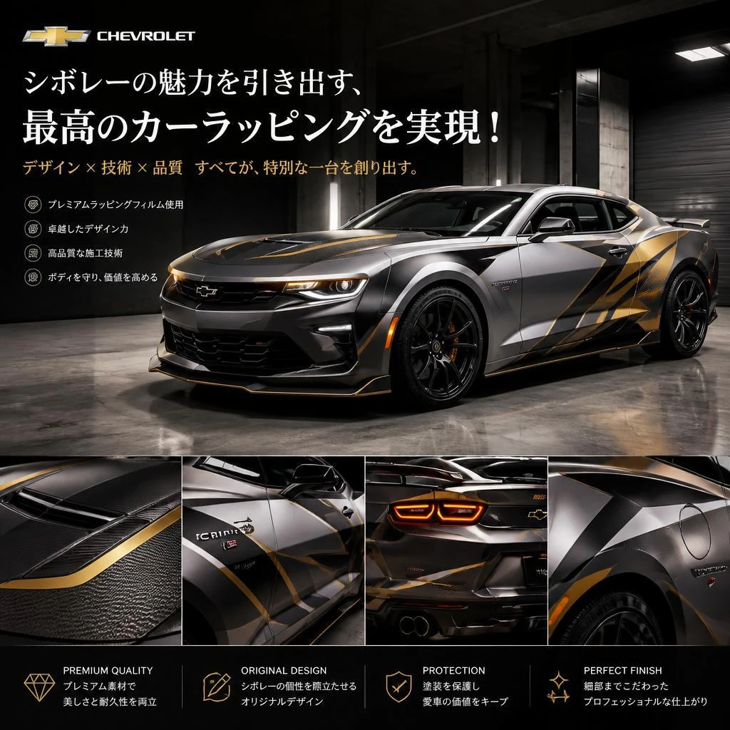 シボレーの魅力を引き出す福岡でカーラッピングは株式会社Xceed Design Garage