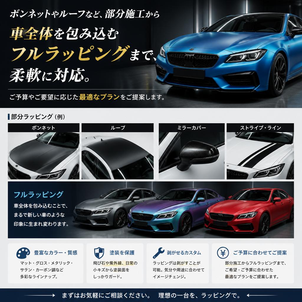 部分施工からフルラッピングまで自由自在