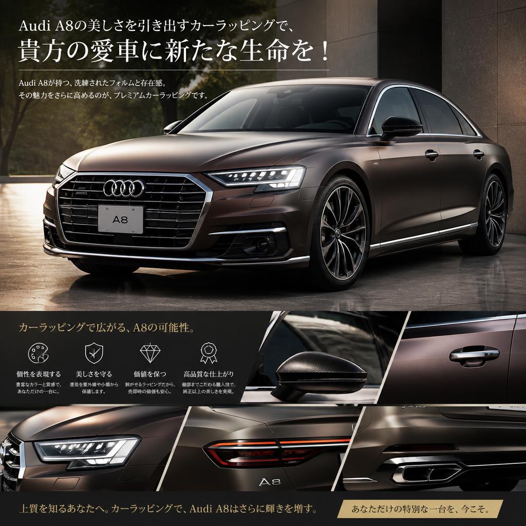 Audi A8福岡でカーラッピングは株式会社Xceed Design Garage