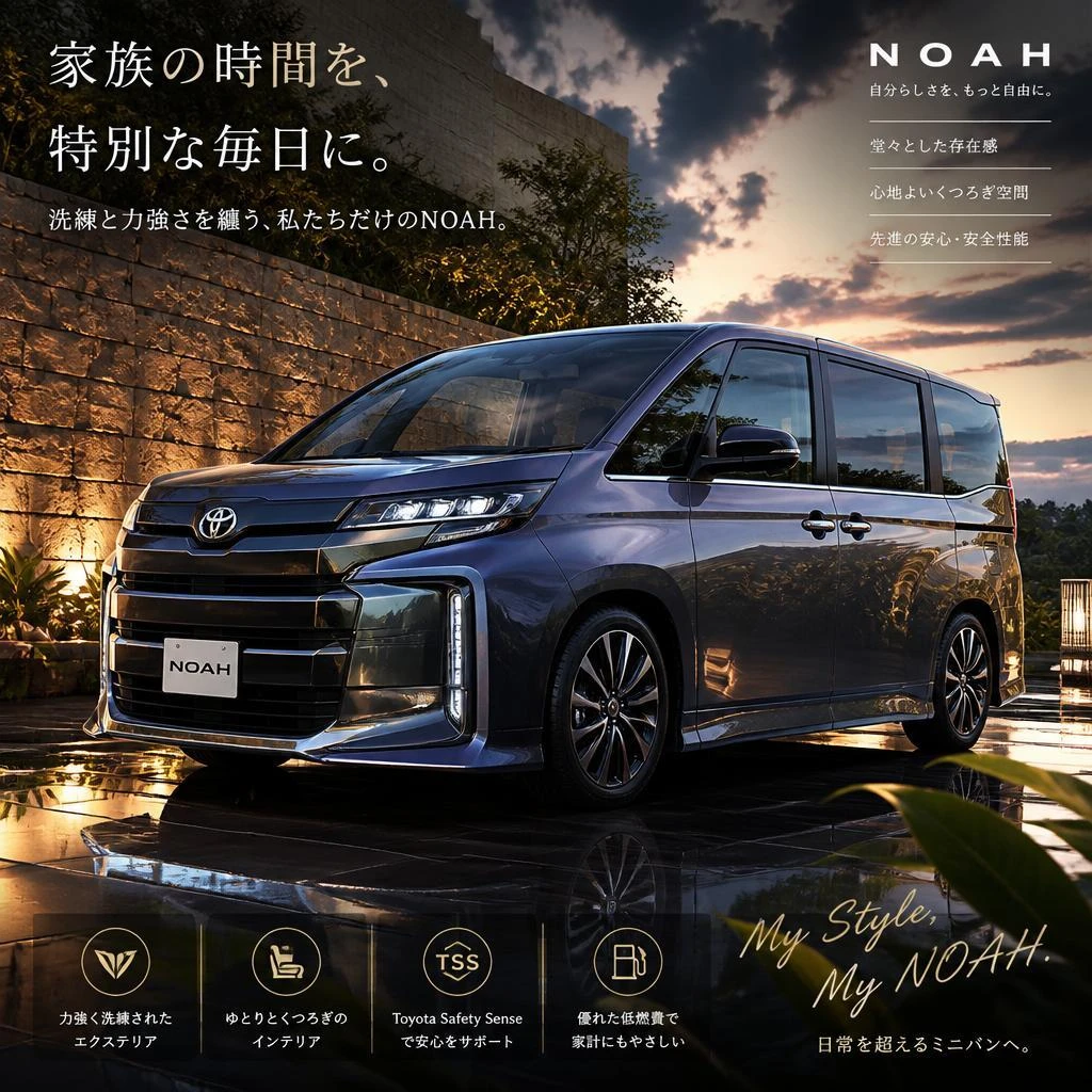 あなたのトヨタノアを、個性的な魅力で包み込みます！福岡でカーラッピングは株式会社Xceed Design Garage