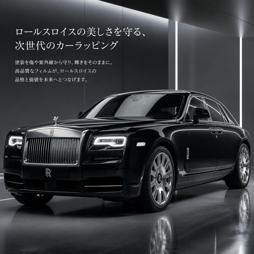 ロールスロイスの美しさを守る、次世代のカーラッピング。福岡でカーラッピングは株式会社Xceed Design Garage